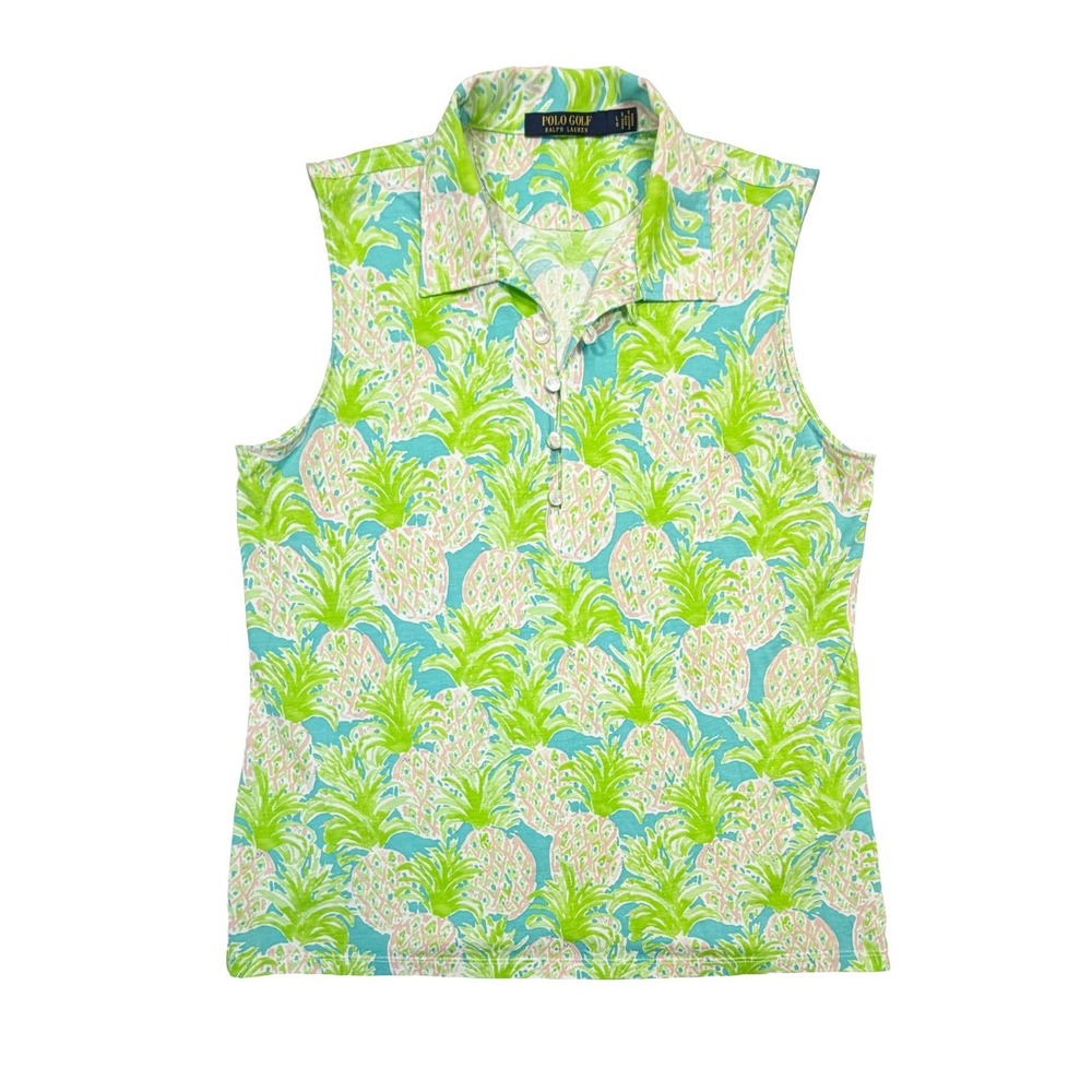 Ralph Lauren Polo Women's Large Golf Tropical Sleeveless Collared Pineapple